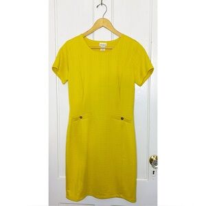 en focus studio : size : 10 : yellow & gold plaid textured bodycon casual dress